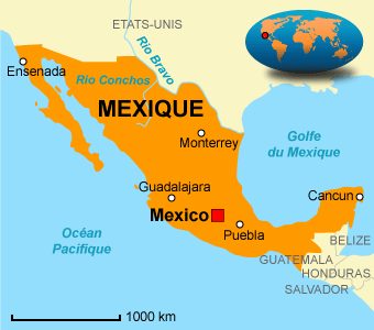 carte du monde avec mexique - Image