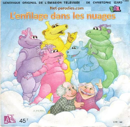 parodie affiche série dessin animé village dans nuages