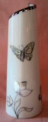 vase arum papillons - blanc et platine